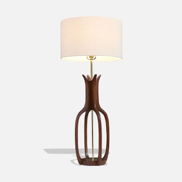 Mid-Century Sculpted Korina Wood Table Lamp by Modeline