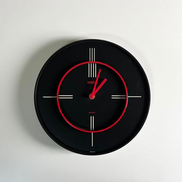 Post Modern 1990 Spartus Black and Red Clock 