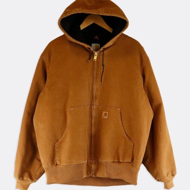 Vintage 2003 Carhartt Full Zip Hooded Tan Jacket Sz L