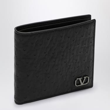 Valentino Garavani Vlogo Signature Black Leather Bi-Fold Wallet Men