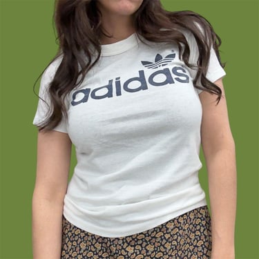 Vintage Adidas Tee Retro 1980s Trefoil Logo + Size Small + Double Sided + Athletic + Sports + Lifestyle + Casual Wear + Unisex Apparel 