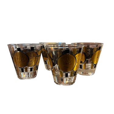 Midcentury Modern American Gold Coon Snifter Glasses (4)