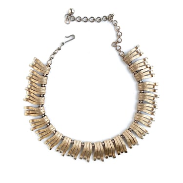 Vintage Gold Tone Choker, Brushed Gold Necklace, Modernist Link Choker, Vintage Costume Jewelry, Gift for Her 