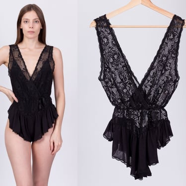 70s 80s Black Sheer Lace Teddy - Small | | Flying Apple Vintage - Los  Angeles, CA