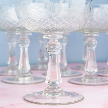 Vintage Crystal Champagne Coupes - Set of 8