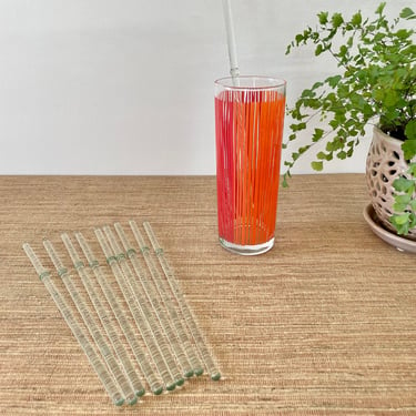 Vintage Swizzle Sticks - Clear Glass Swizzle Sticks - Cocktail Stirrers - 10