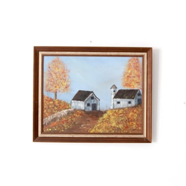 farmhouse oil painting on canvas ca 1975 
