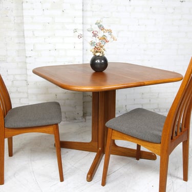 Vintage MCM teak square dining table with 2 extension leafs by Gudme Mobelfabrik Denmark | Free delivery in NYC and Hudson Valley areas 
