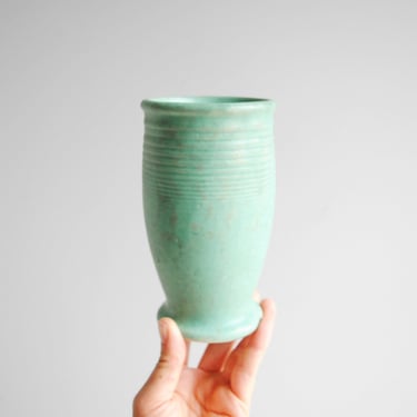 Vintage Green McCoy Art Pottery Vase #744, Seafoam Green Ceramic Vase 