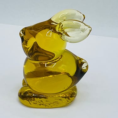 Vintage Amber  Art glass Bird Figurine/Paperweight Bunny Rabbit 