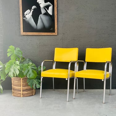 Retro Yellow Chrome Tubular Chairs