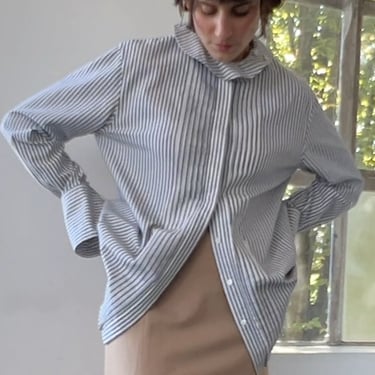 Celine Striped Ruffle Collar Shirt