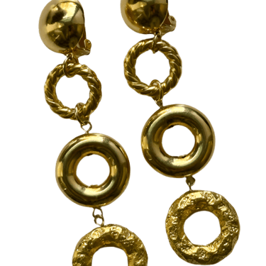 Gol Circle Dangle Clip On Earrings