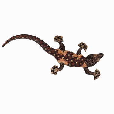 Vintage Wooden Lizard Figurine Wall 