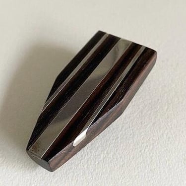 Art Deco 1930s Stunning Chrome & Macassar Ebony Geometric dress clip modernist jewellery art deco brooch by BakeliteBa