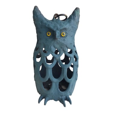 Vintage 11” Cast Iron Japanese Owl Lantern 