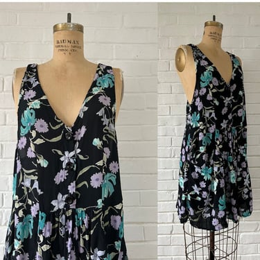 1990's Size 14 Fun and Flirty Floral Plunge Dress 