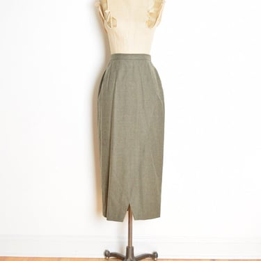 vintage 80s skirt sage high waisted faux wrap pencil midi secretary skirt S 