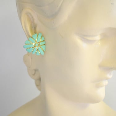 1980s Aqua Plastic Post Back Earrings 