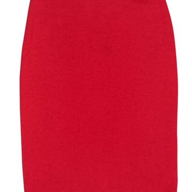 St. John - Red Wool Blend Midi Pencil Skirt Sz S
