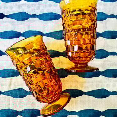 Set of 2 Whitehall Amber Iced Tea/ Water Goblets/ Free US Shipping 
