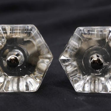 Pair of Vintage 2 in. Hexagon Clear Glass Drawer Cabinet Knobs