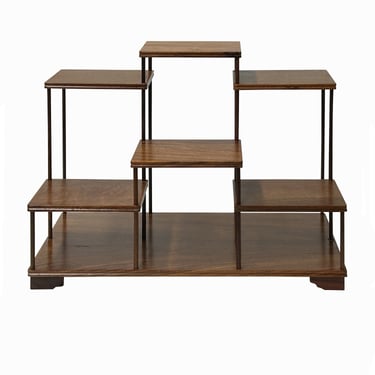 Brown Wood Step Shape Table Top Curio Display Easel Stand ws3498E 