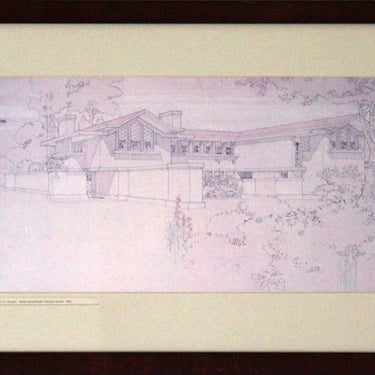Frank Lloyd Wright Architectural Drawing Walter Gerts House 1906 Framed 