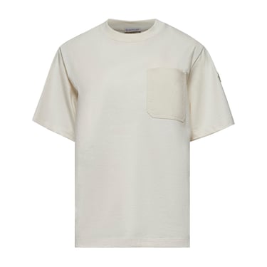 Moncler Women Ivory Cotton Pocket T-Shirt