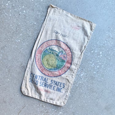 Vintage Superior Brand Feed Sack / Central States Feed Service Feed Sack / Ohio Feed Sack / Vintage Timothy Feed Bag 