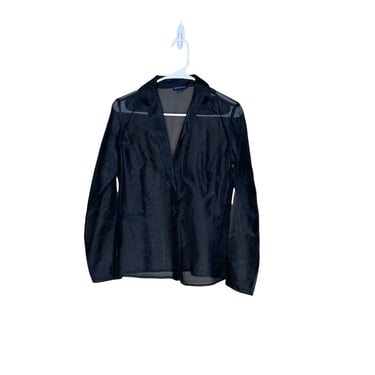 Vintage 90's Ann Taylor Black Organza Sheer Jacket Blouse, Size Small 