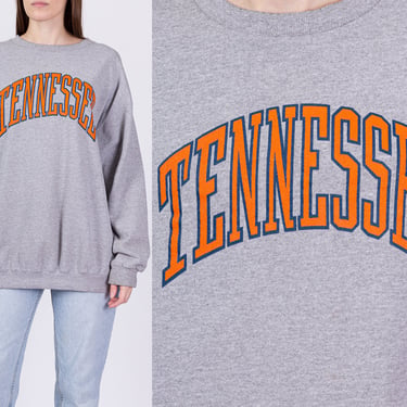90s University Of Tennessee Sweatshirt - Men's XL, Women's XXL | Vintage Heather Grey UT Volunteers Collegiate Pullover 