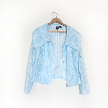 Icy Blue Textured 90s Jacket 