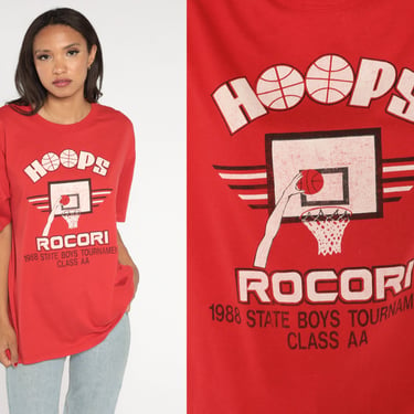 Rocori Hoops Basketball Shirt 80s Minnesota High School T-Shirt 1988 State Boys Tournament Champs Graphic Tee Vintage 1980s Extra Large xl 