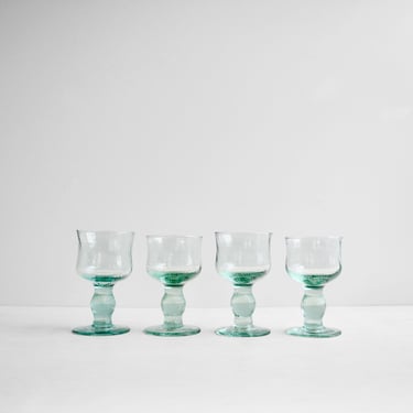 Vintage Hand Blown Cocktail or Wine Glasses, Set of 4 
