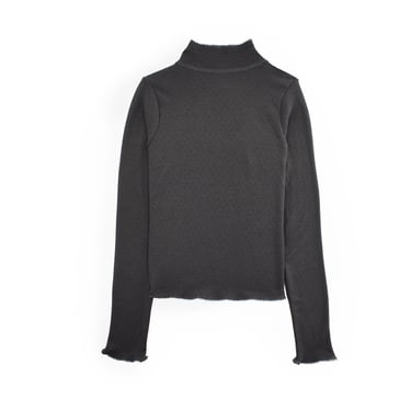 Pretties Deadstock Long Sleeve Wool Pointelle Mockneck - Black