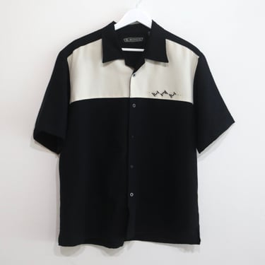 vintage 1990s y2k SWINGERS bowling color block SILKY button down - Size Medium men's button shirt 