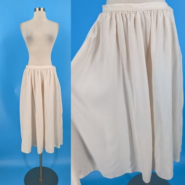 Vintage 80s XS White Raylon Linen Blend A-line Skirt 