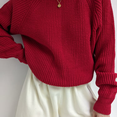 Vintage Ruby Ribbed Raglan Sweater