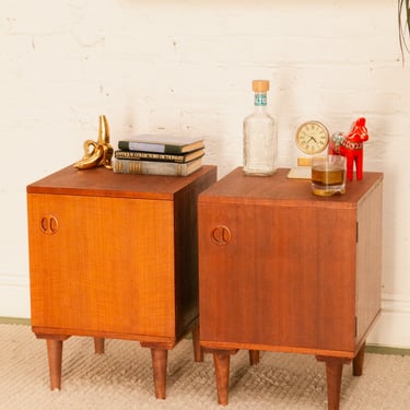 Danish Teak Nightstand Cubbies