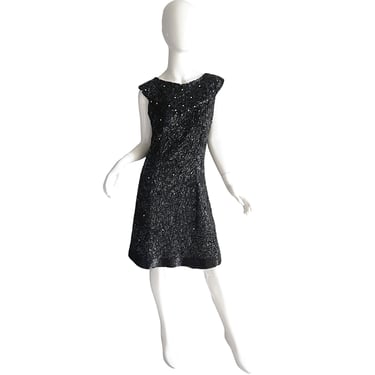 60s Imperial Sequin Dress / Vintage Beaded Rhinestone Dress / 1960s Mod Party Cocktail Dress Small 