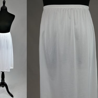 80s White Half Slip - Lace Trim Hem Basic Classic Skirt Slip - Vanity Fair - Vintage 1980s - Size L Large 