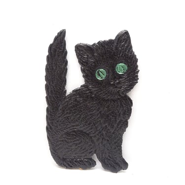 Antique Small German Halloween Die Cut Embossed Black Cat, Vintage Party Decor Diecut 