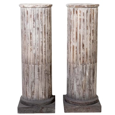 Pair Faux Painted Columns