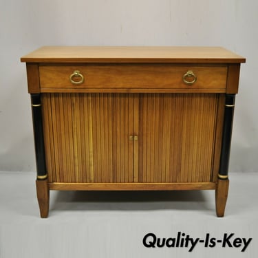 Kindel French Empire Cherry Tambour Door Server Cabinet Console Table