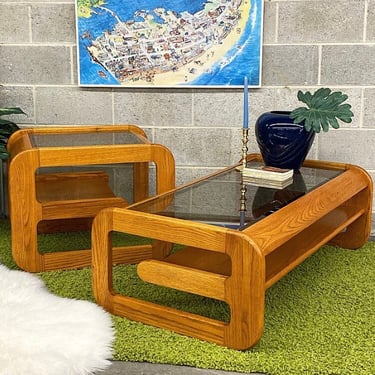LOCAL PICKUP ONLY ———— Vintage Lou Hodges Coffee and End Table Set 