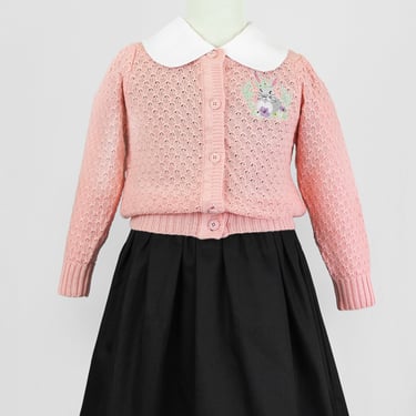 Girl's Retro Easter Rabbit Knit Sweater Cardigan 