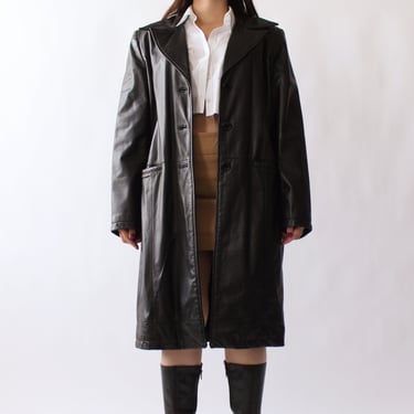 Vintage Glossy Leather Coat