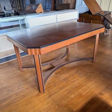 Vintage MCM Walnut Dining Table w Black Trim