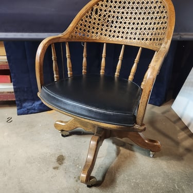 Vintage Office Swivel Chair with Cane Back 22" x 35.75" x 19"